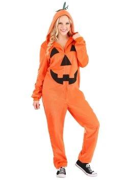 Pumpkin Costume Jumpsuit For Adults -FunCostumes shop adult pumpkin costume jumpsuit alt 2