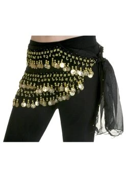 Black Chiffon Hip Scarf For Belly Dancing