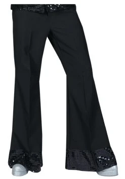 Men's Black Sequin Cuff Disco Pants