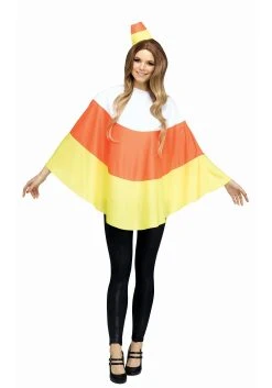Women's Poncho Candy Corn