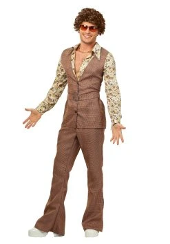 70's Brown Disco Suit Mens Costume