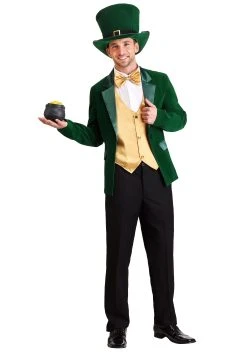 Mens Gold And Green Lucky Leprechaun Costume