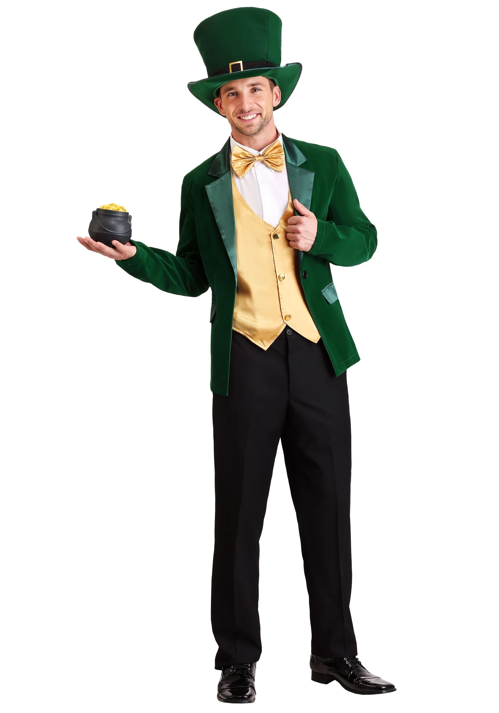 Mens Gold And Green Lucky Leprechaun Costume 1 Mens Gold And Green Lucky Leprechaun Costume