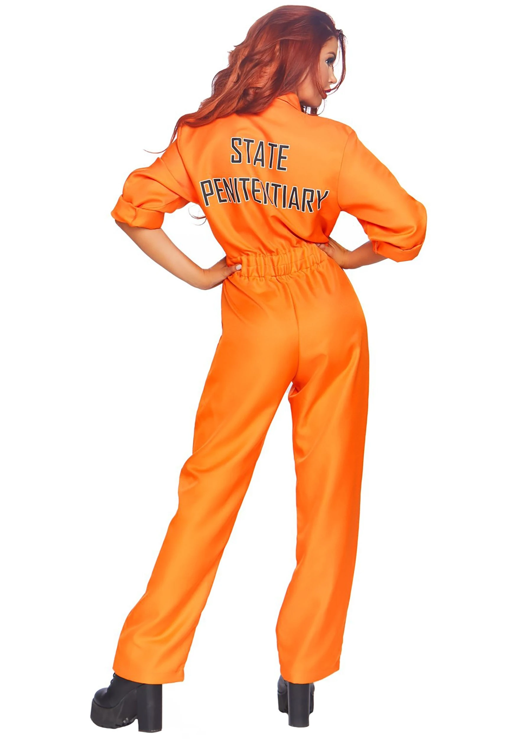 Women's Orange Prisoner Jumpsuit Costume 2 Women's Orange Prisoner Jumpsuit Costume - Image 2
