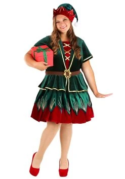 Plus Size Women's Deluxe Holiday Elf Costume
