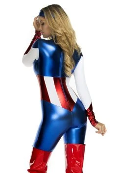 Women's Plus Size American Superhero Costume -FunCostumes shop plus size womens american superhero costume alt 2