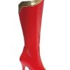 Sexy Red And Gold Superhero Costume Boots