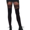Seamless Opaque Black Faux Thigh High Costume Tights