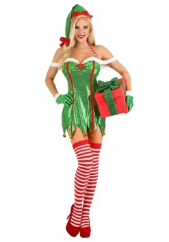 Sexy Green Glitter Women's Elf Costume