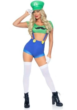 Women's Sexy Piece Green Gamer Sidekick Costume -FunCostumes shop sexy piece green gamer sidekick womens costume alt 2