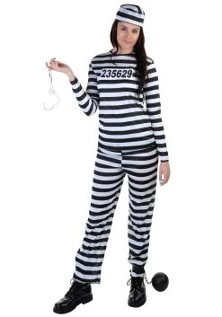 Striped Prisoner Womens Costume