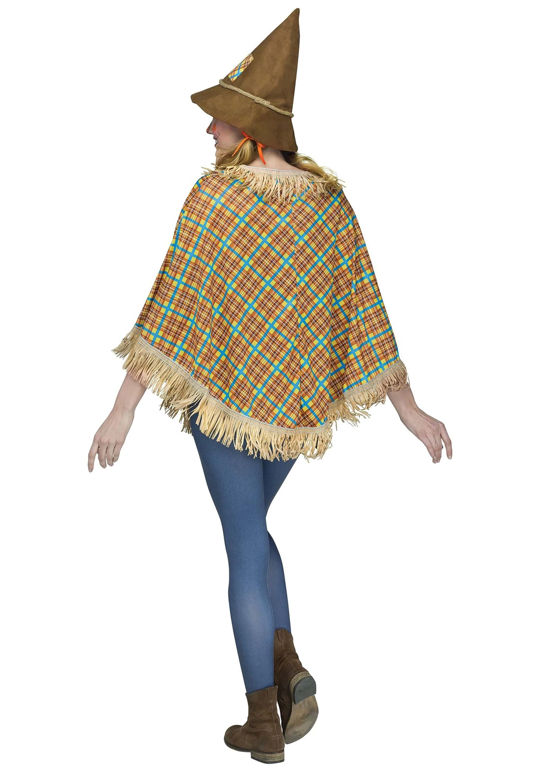 Sweet Scarecrow Poncho for Adults Sweet Scarecrow Poncho For Adults -FunCostumes shop sweet scarecrow adult poncho alt 1