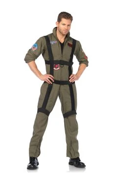Adult Top Gun Jumpsuit Costume With Harness