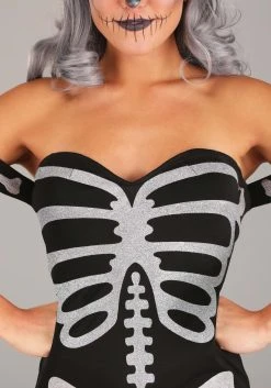 High Fashion Skeleton Costume For Women -FunCostumes shop womens high fashion skeleton costume alt 2