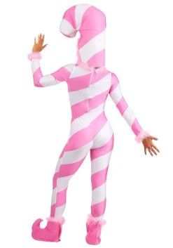 Women's Pink Candy Cane Jumpsuit -FunCostumes shop womens pink candy cane jumpsuit alt 2
