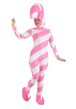 Women's Pink Candy Cane Jumpsuit -FunCostumes shop womens pink candy cane jumpsuit alt 8 1