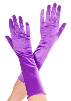 Purple Satin Gloves For Women