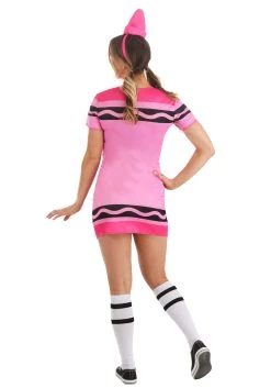 Tickle Me Pink Crayola Crayon Women's Costume -FunCostumes shop womens tickle me pink crayola crayon costume alt 5