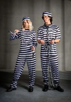 Striped Prisoner Womens Costume -FunCostumes shop womens vintage striped prisoner costume alt 5